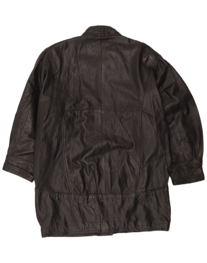 Pierce Arrow Damen Übergroßer Ledermantel EU 42 Large Schwarz
