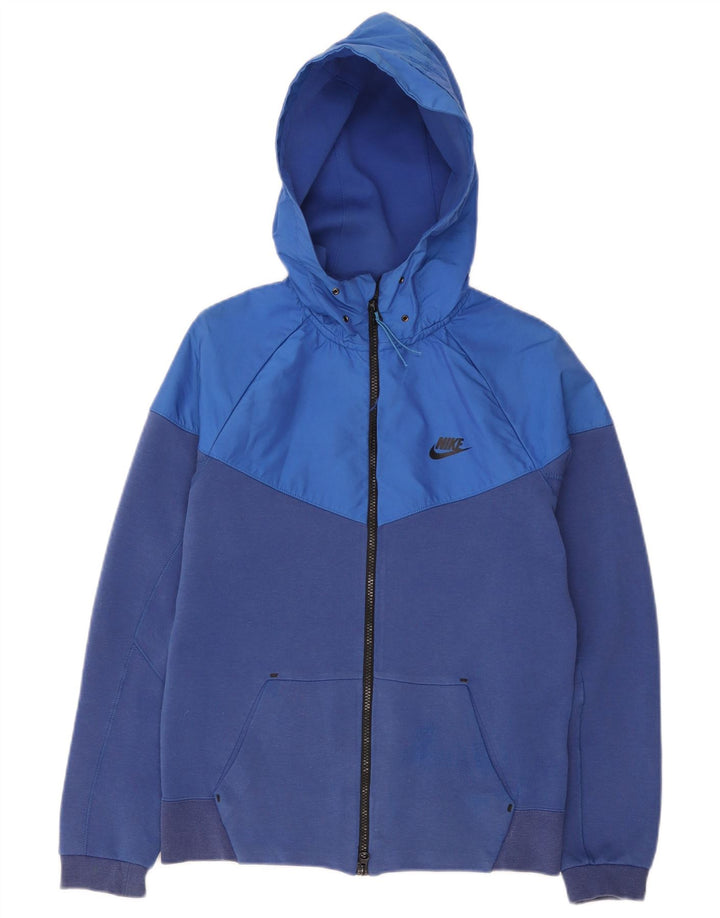 Nike Herren-Kapuzenpullover mit Reißverschluss, klein, blau, Colourblock-Baumwolle