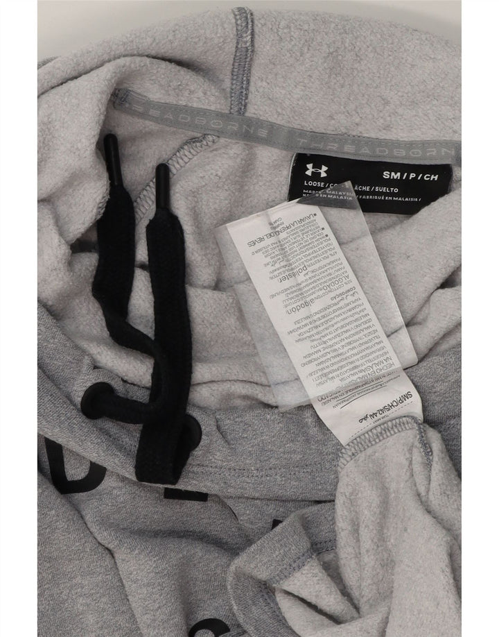 UNDER ARMOUR Womens Oversized Graphic Hoodie Jumper UK 10 Small Grey Vintage Under Armour and Second-Hand Under Armour from Messina Hembry 