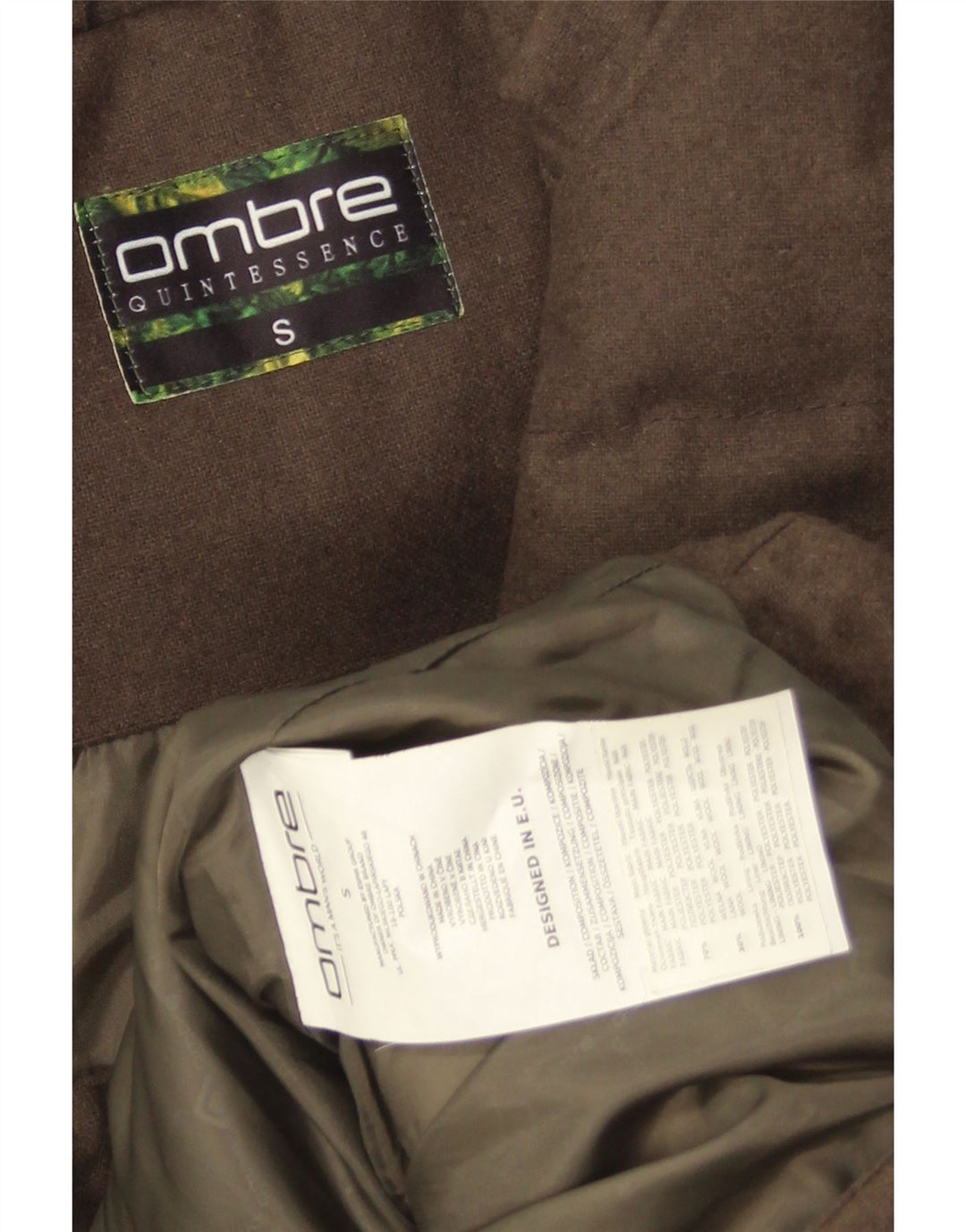 Ombre Mens Quintessence Wattierte Jacke UK 36 Small Braun Polyester