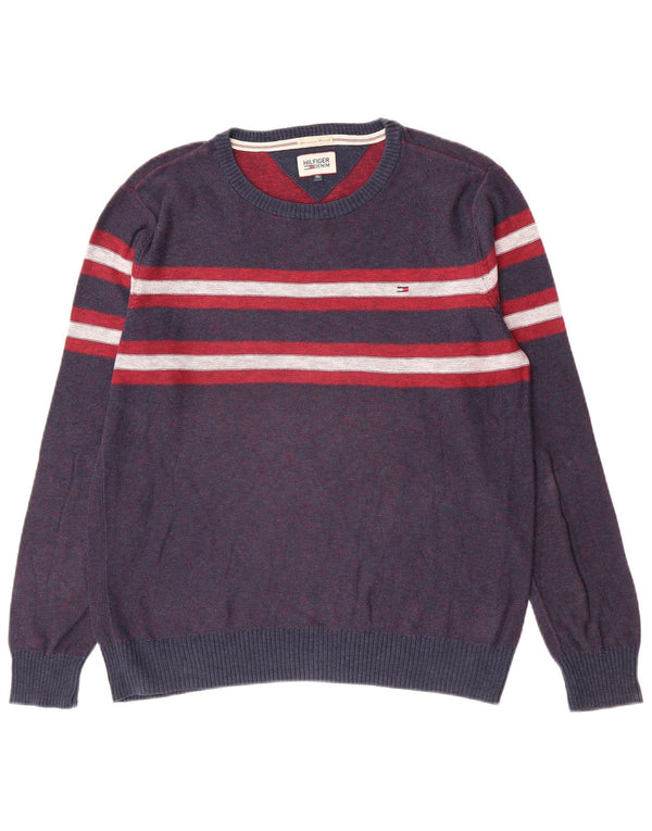 Tommy Hilfiger Jungen-Pullover mit Rundhalsausschnitt, 14–15 Jahre, XL, blau gestreift