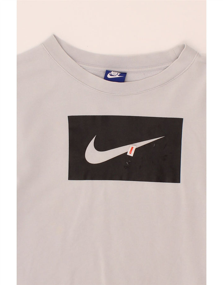 NIKE Womens Graphic Crop Sweatshirt Jumper UK 14 Medium White Colourblock Vintage Nike and Second-Hand Nike from Messina Hembry 