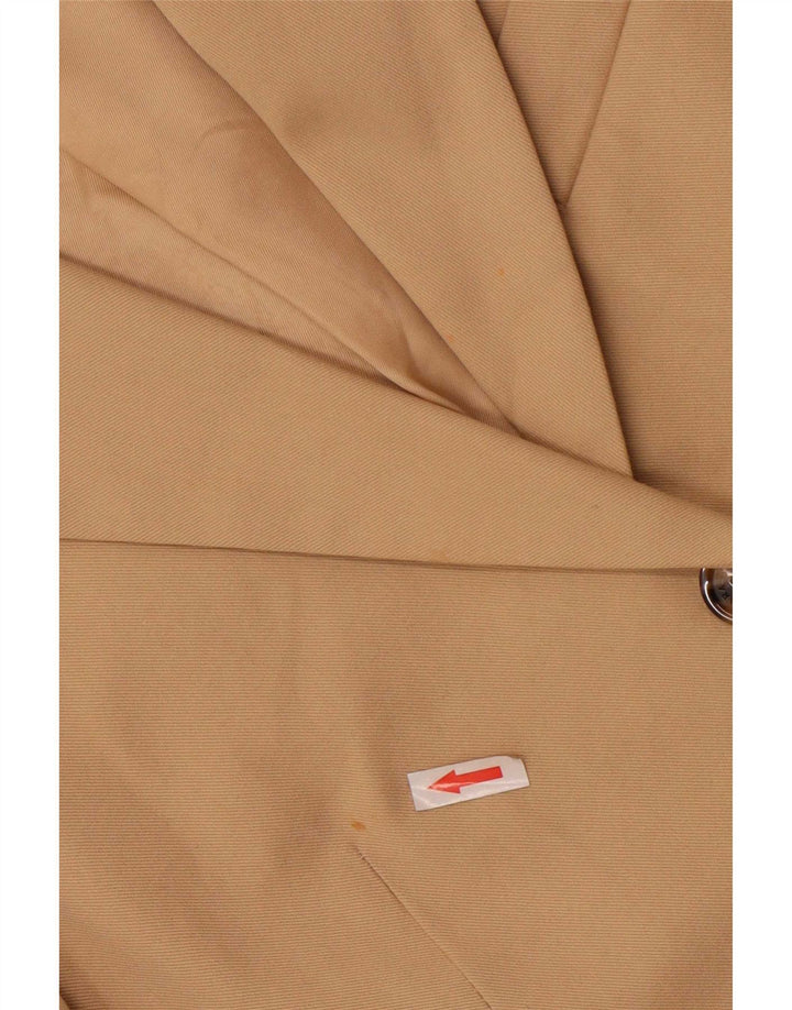 Zara Damen 2-Knopf-Blazerjacke EU 42, große beige Baumwolle