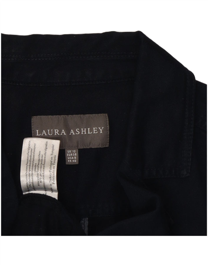 LAURA ASHLEY Damen-Blazerjacke mit 2 Knöpfen, UK 12, mittelmarineblaue Baumwolle