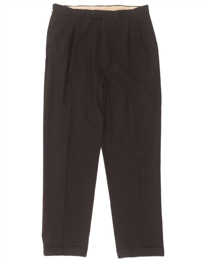 Marks & Spencer Herren-Anzughose mit Pegged-Anzug, W34, L33, schwarzes Polyester