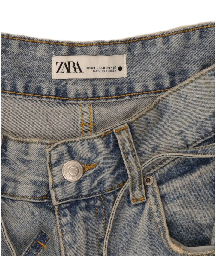 Zara Damen Capri-Jeans mit weitem Bein, EU 40, mittelgroß, W30, L21, blaue Baumwolle