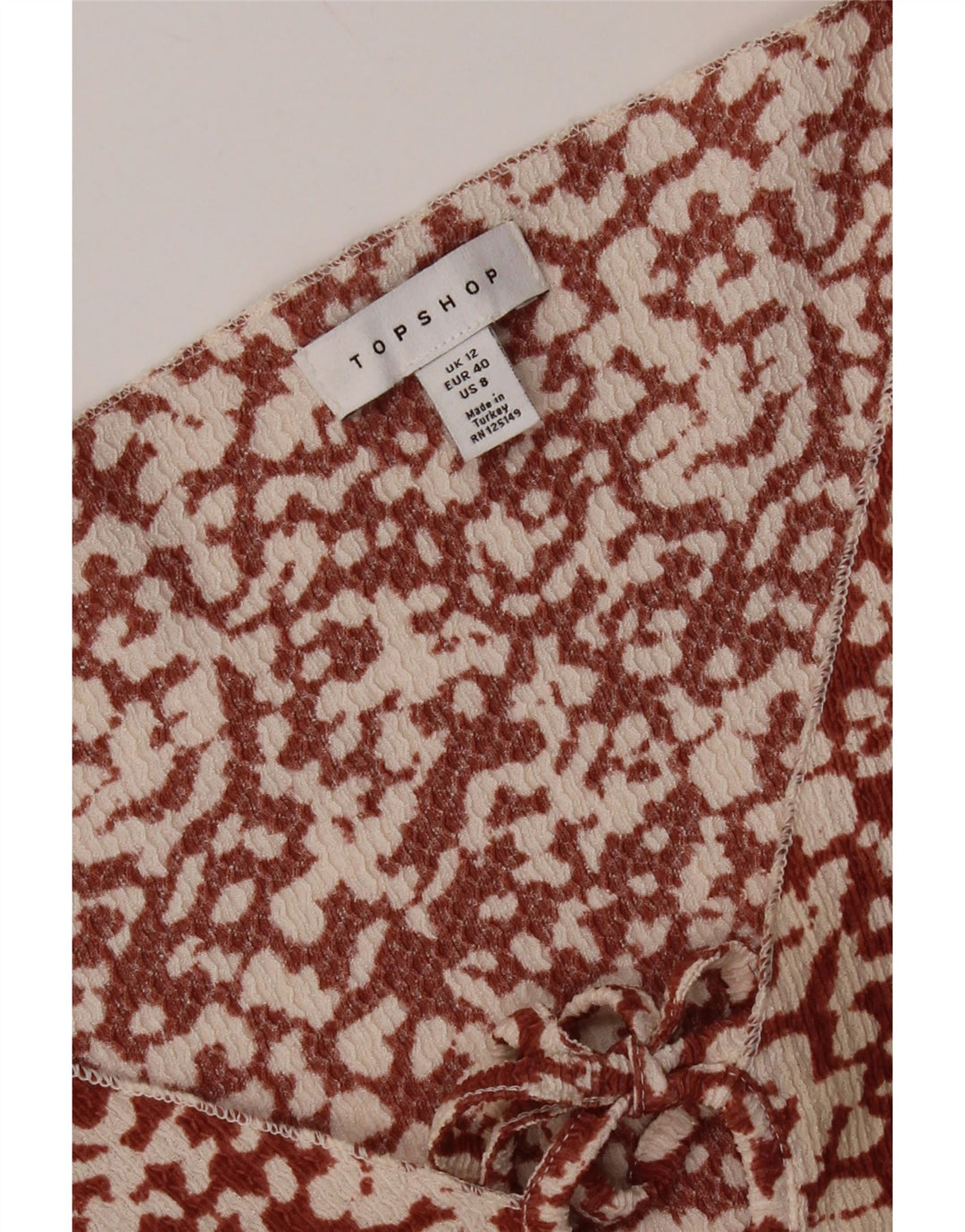 Topshop Damen-Kleid in A-Linie mit abstraktem Muster, Gr. 12, mittleres Kastanienbraun