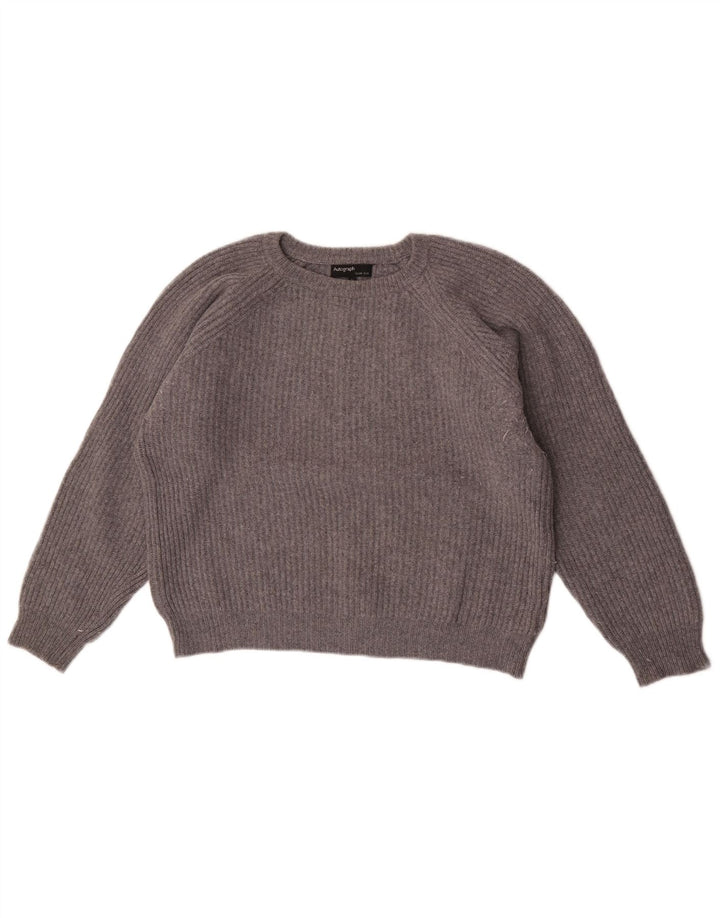 Marks & Spencer Damen Crop Pullover mit U-Boot-Ausschnitt, UK 14, Mittelgrau