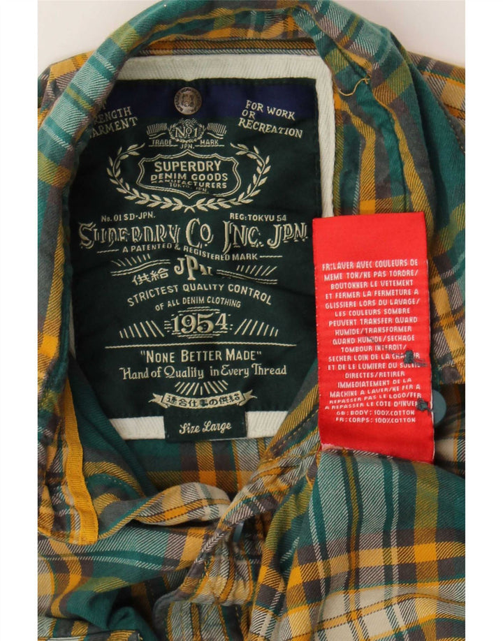 Superdry Herren-Flanellhemd, groß, grün kariert, Baumwolle