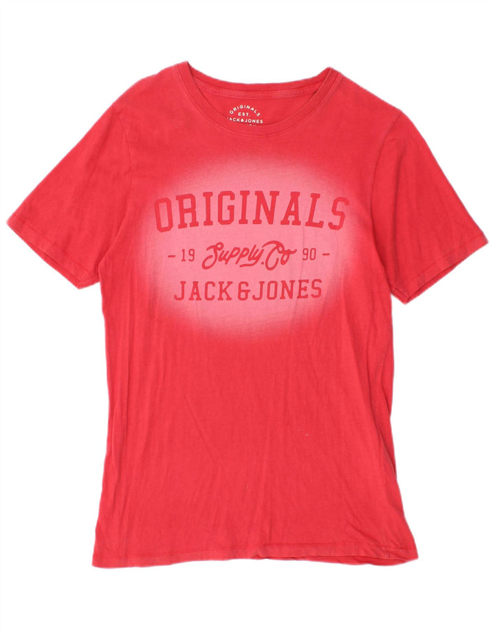 Jack & Jones Herren-T-Shirt mit Grafik, Größe S, Rot, Baumwolle