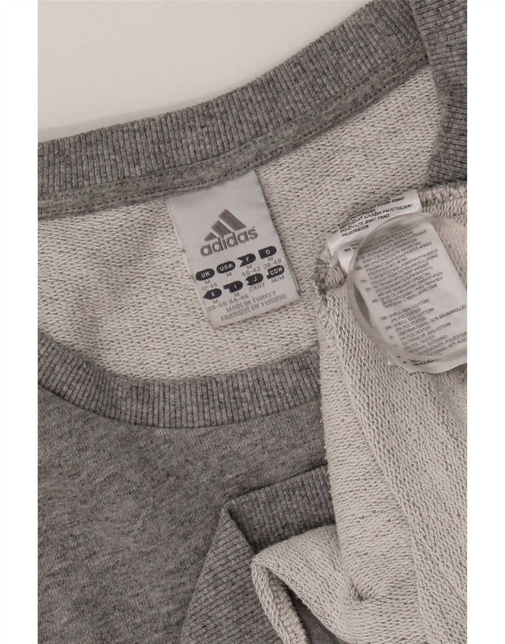 Adidas Damen Sweatshirt Pullover UK 12/14 mittelgraue Baumwolle