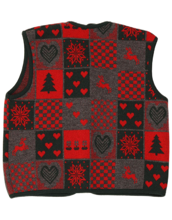 Berwin & Wolff Damen Strickweste EU 44 XL Rot Patchwork Schurwolle
