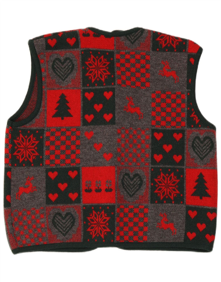 Berwin & Wolff Damen Strickweste EU 44 XL Rot Patchwork Schurwolle
