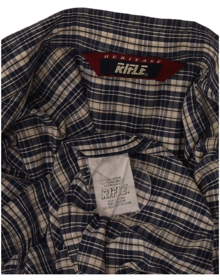 Rifle Herren-Heritage-Hemd, groß, marineblau, kariert, Baumwolle