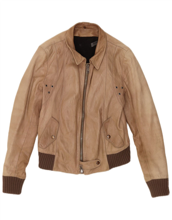 SCHWERT. 6.6.44 Damen-Lederjacke IT 44 Mittelbraunes Leder