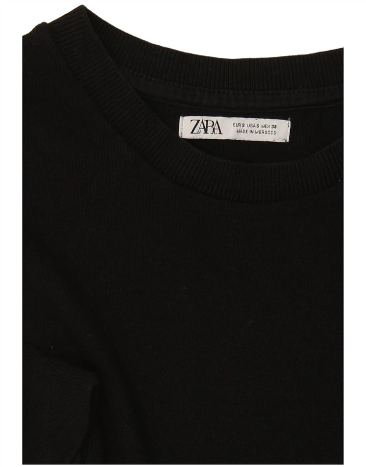 Zara Damen T-Shirt Top UK 10 Small Schwarz