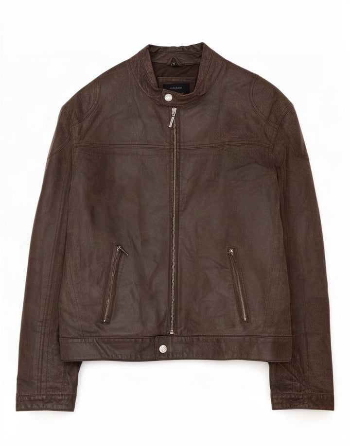 Ben Sherman Herren Leder Bikerjacke UK 38 Mittelbraun