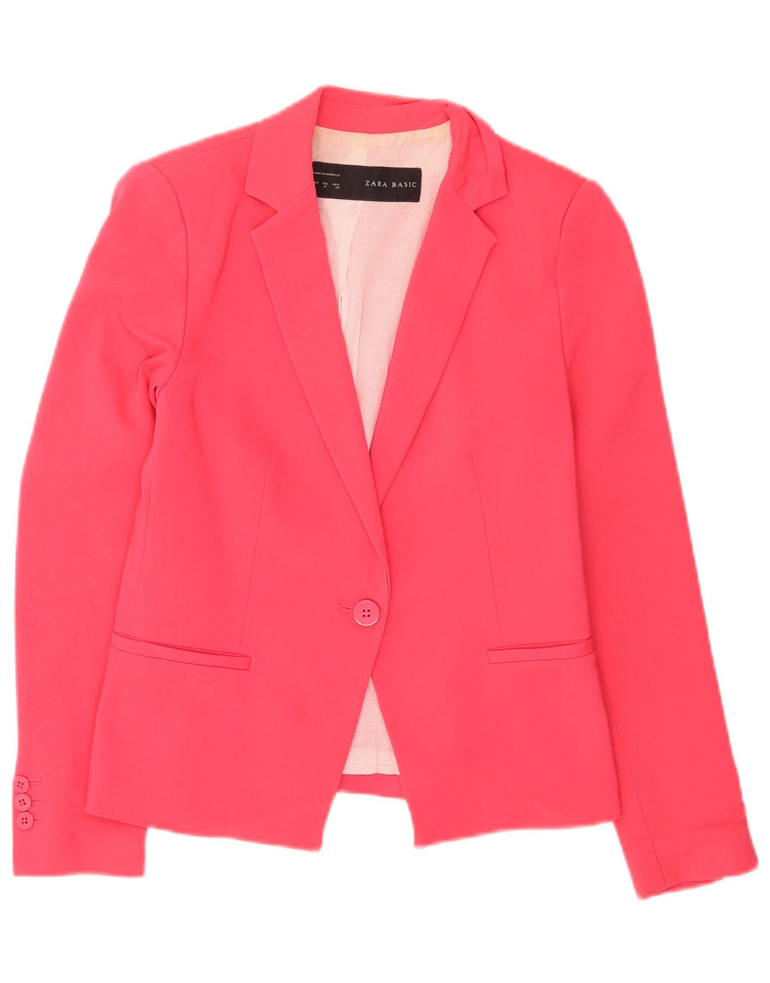 Zara Damen 1-Knopf-Blazerjacke UK 12 Mittelrosa Polyester