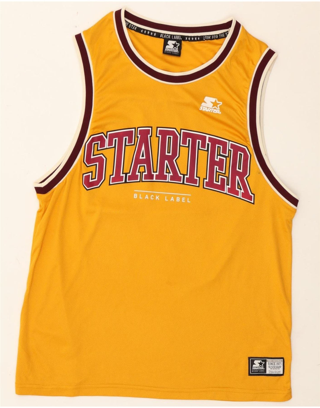 Starter Herren-Weste mit Grafik, mittelgelbes Farbblock-Polyester