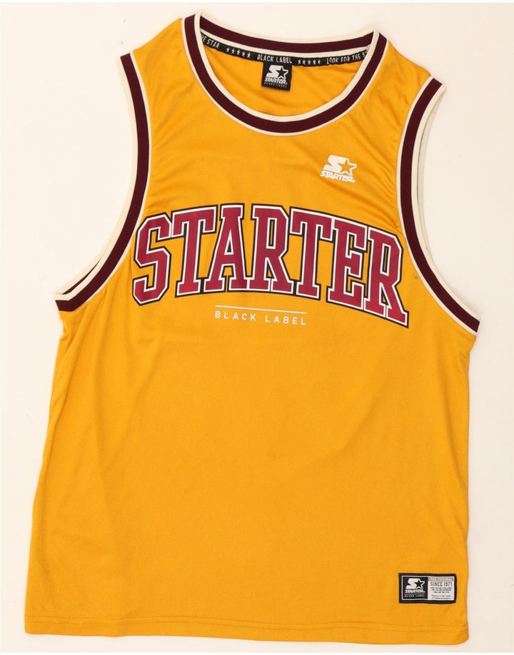 Starter Herren-Weste mit Grafik, mittelgelbes Farbblock-Polyester