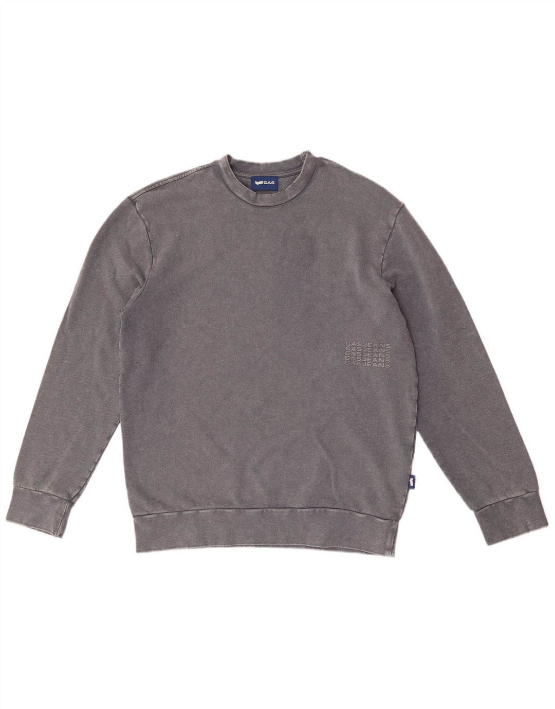 Gas Herren-Sweatshirt-Pullover aus mittelgrauer Baumwolle