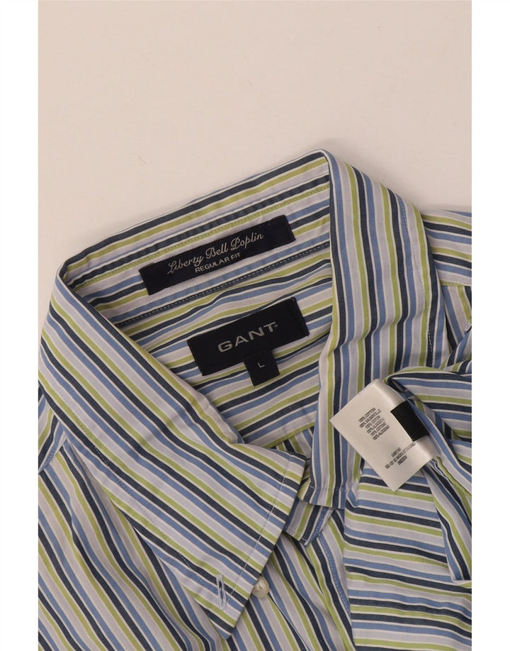 Gant Herren-Hemd mit normaler Passform, groß, blau gestreift, Baumwolle