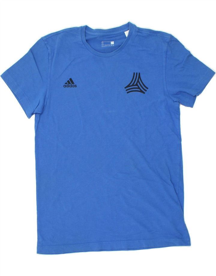 ADIDAS Mens Graphic T-Shirt Top Small Blue Cotton Vintage Adidas and Second-Hand Adidas from Messina Hembry 