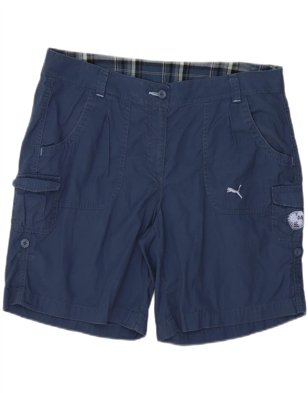 PUMA Womens Cargo Shorts UK 14 Large W36 Navy Blue Cotton