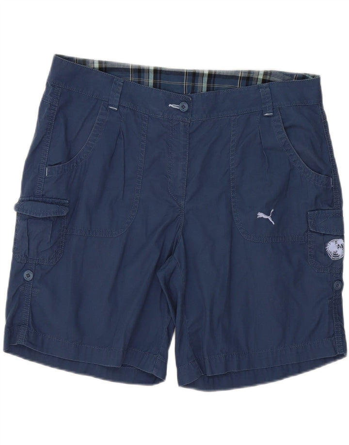 PUMA Womens Cargo Shorts UK 14 Large W36 Navy Blue Cotton