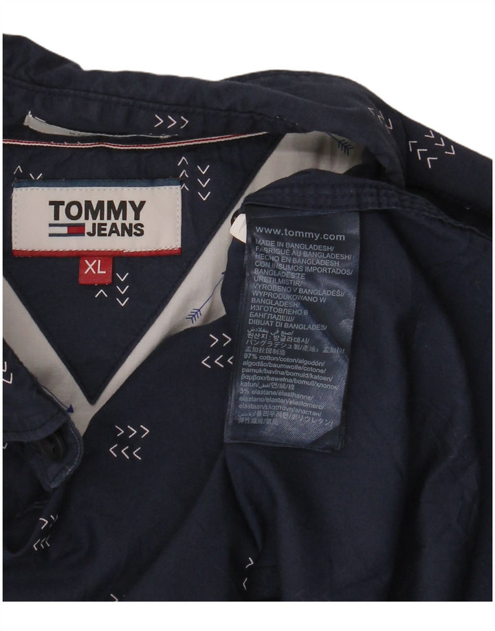 Tommy Hilfiger Herren-Hemd mit abstraktem Muster, XL, Marineblau, Baumwolle