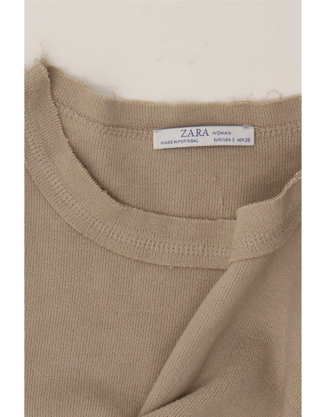 Zara Damen Crop Oversized Top Langarm UK 10 Small Beige