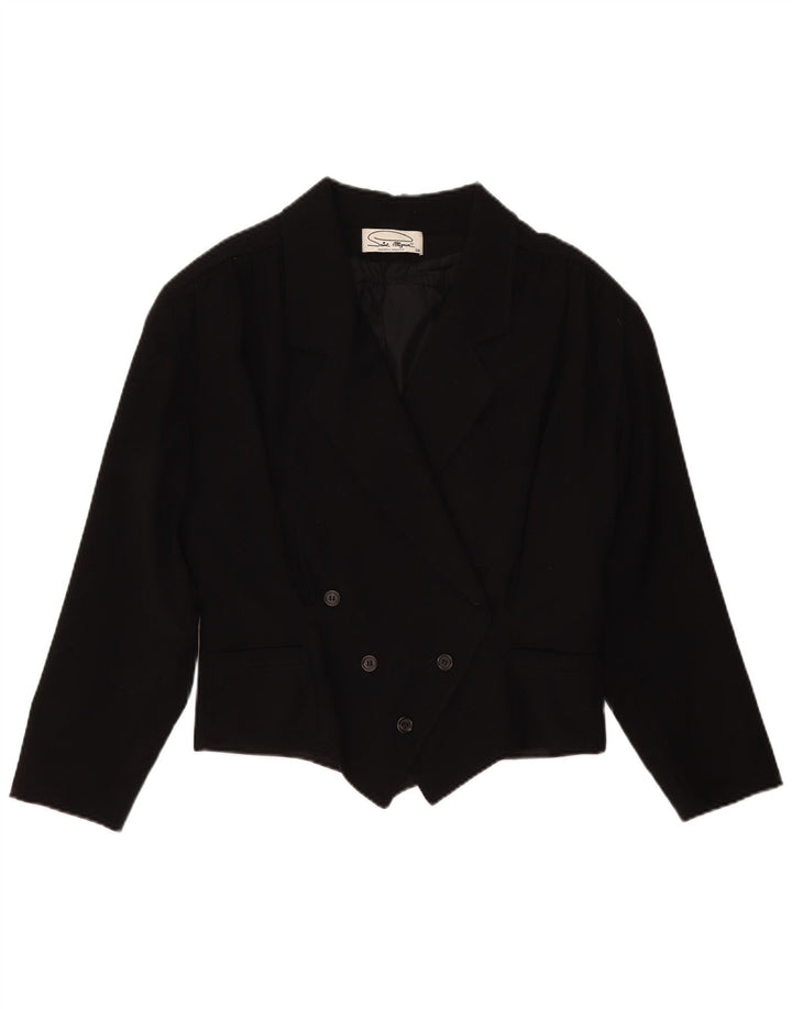 Vintage Damen Zweireihige übergroße Blazerjacke EU 36 Small Schwarz