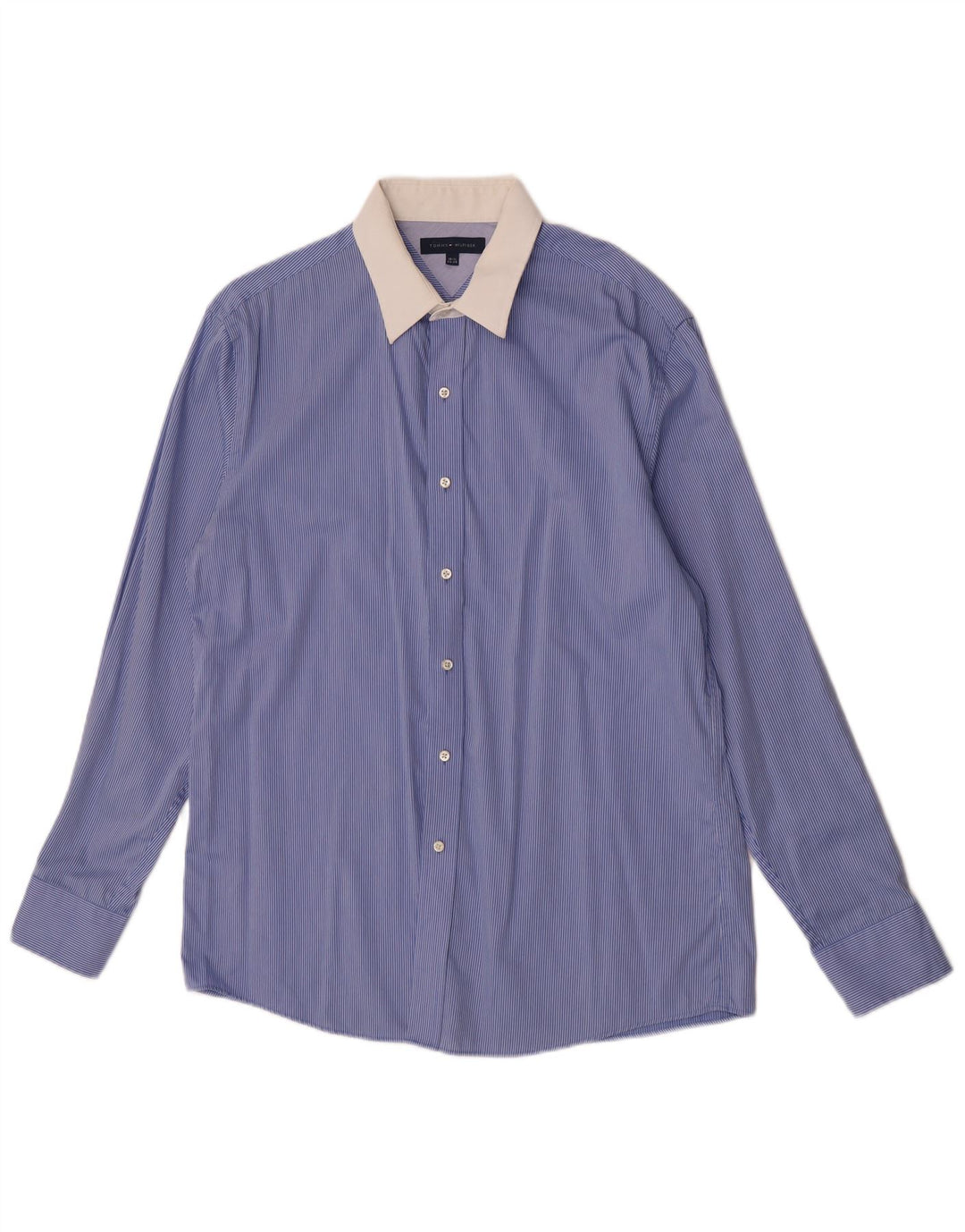 Tommy Hilfiger Herrenhemd Größe 16 1/2 Large Blauer Nadelstreifen