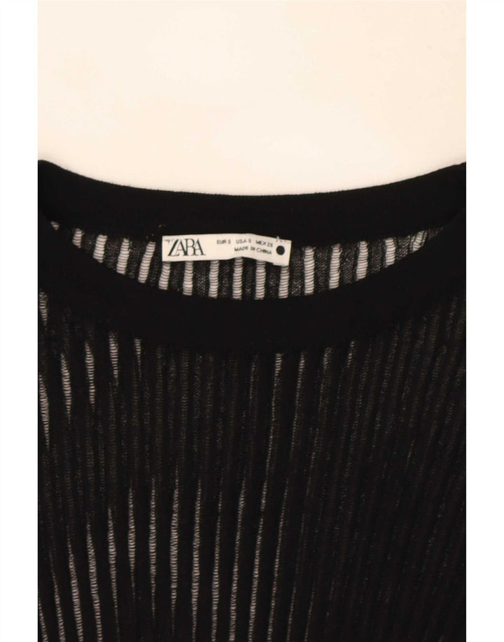 Zara Damen Top Langarm UK 8 Small Schwarz