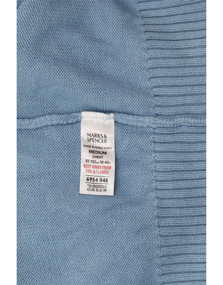 Marks & Spencer Herren-Pullover Harbor mit V-Ausschnitt, mittelgroß, Baumwolle, Blau