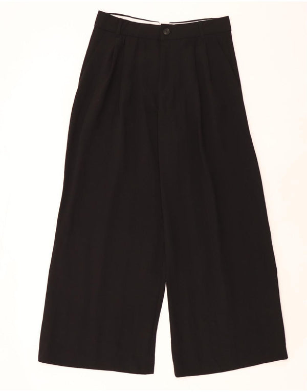 Zara Damen-Freizeithose mit hoher Taille und weitem Bein, Größe L, W30, L30, Schwarz