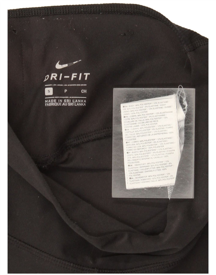 Nike Damen Dri Fit Capri Leggings UK 10 Small Schwarz Colourblock Polyester