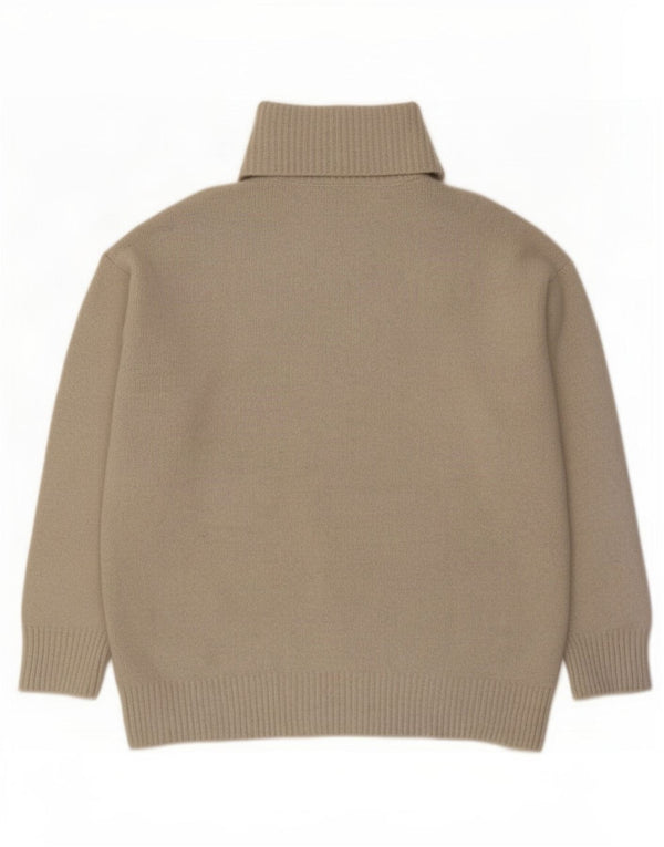 Zara Womens Oversized Roll Neck Jumper Sweater UK 14 Medium Beige Acrylic