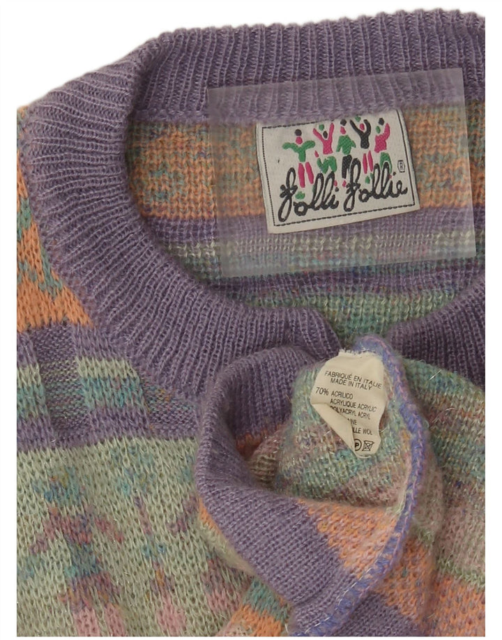 Vintage Damen Cardigan Pullover UK 12 Medium Mehrfarbig Fair Isle