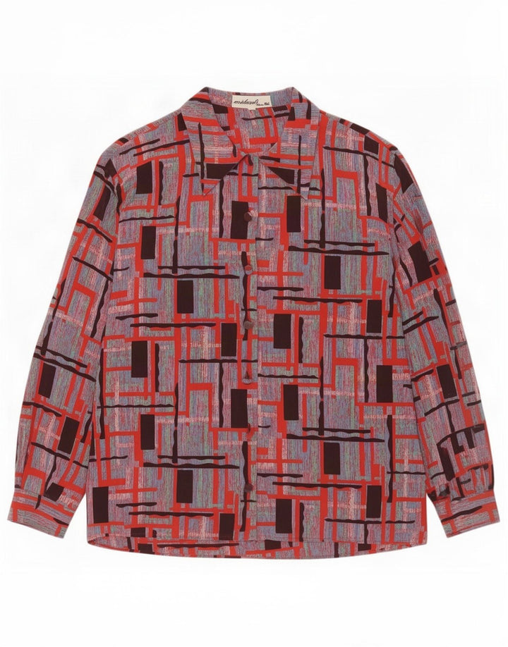 Vintage Damen übergroße Hemdbluse IT 44 Medium Mehrfarbig Geometrisch