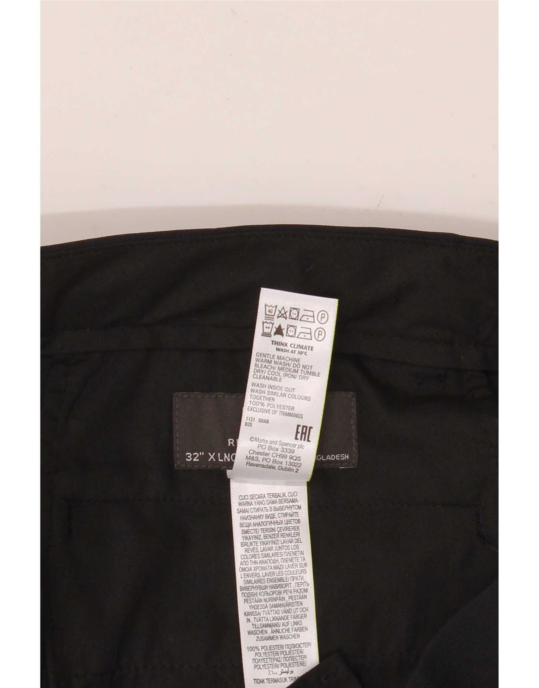 Marks & Spencer Herren-Chinohose mit normaler Passform, W32 L35, marineblaues Polyester