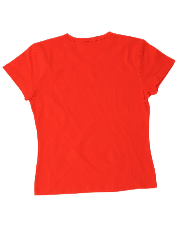 Reebok Damen T-Shirt Top UK 14 Große rote Baumwolle