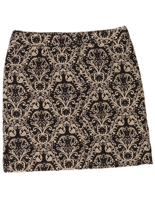 Marks & Spencer Damen Minirock UK 14 Large W34 Gold Paisley Polyester