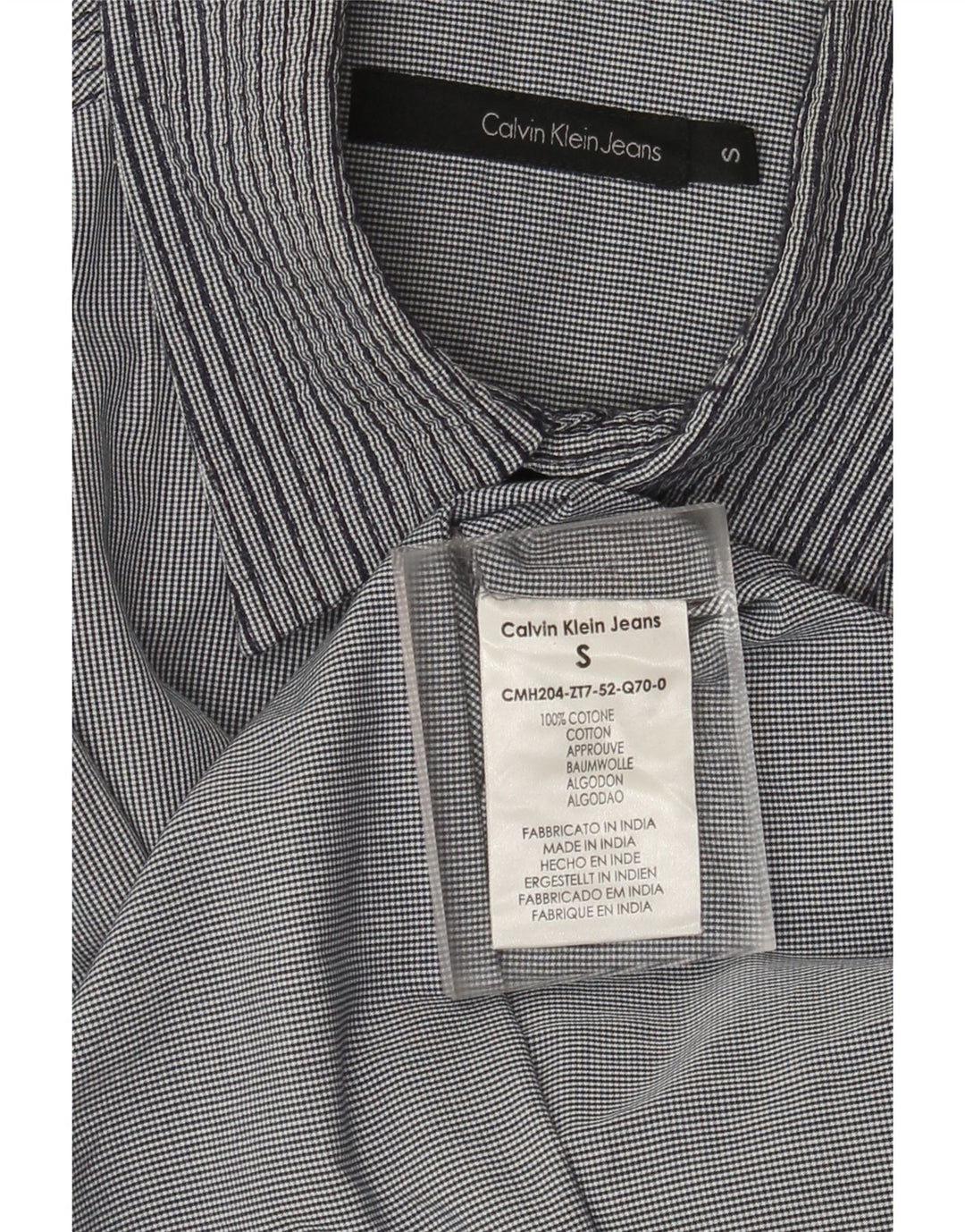 Calvin Klein Jeans Herren kariertes Hemd, kleine blaue Nadelstreifen-Baumwolle