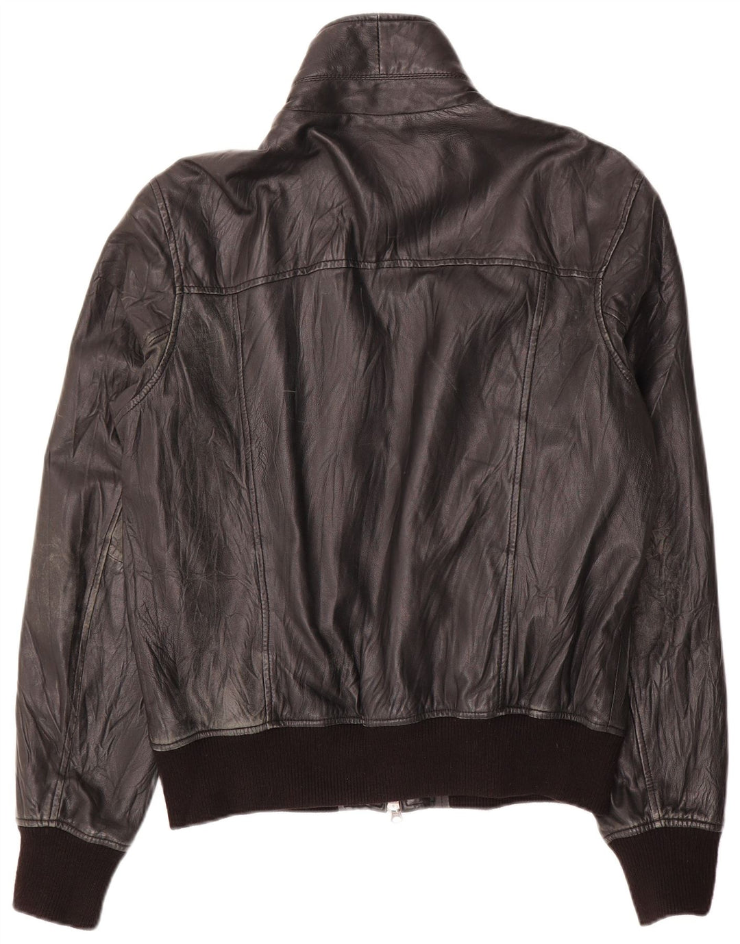 Bata and More Herren-Bomber-Lederjacke, Größe 54, großes schwarzes Leder