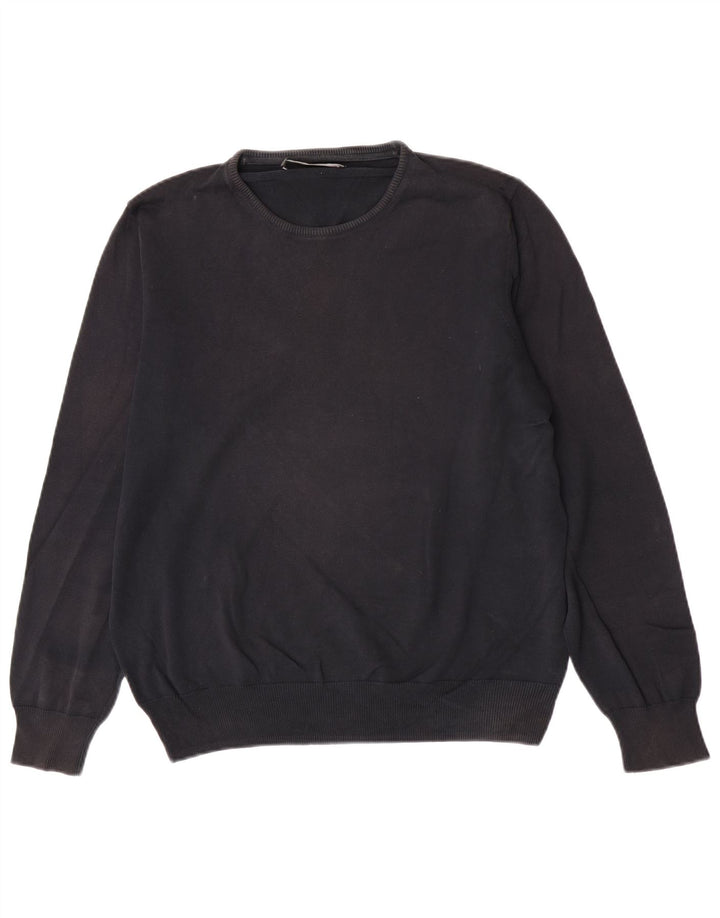 Zara Herren-Pullover mit Rundhalsausschnitt, Größe L, Schwarz