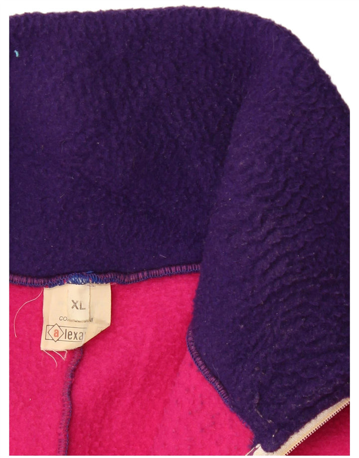 ALEXANDER Herren-Fleecepullover mit Reißverschluss am Hals, XL, lila, Farbblock-Polyester