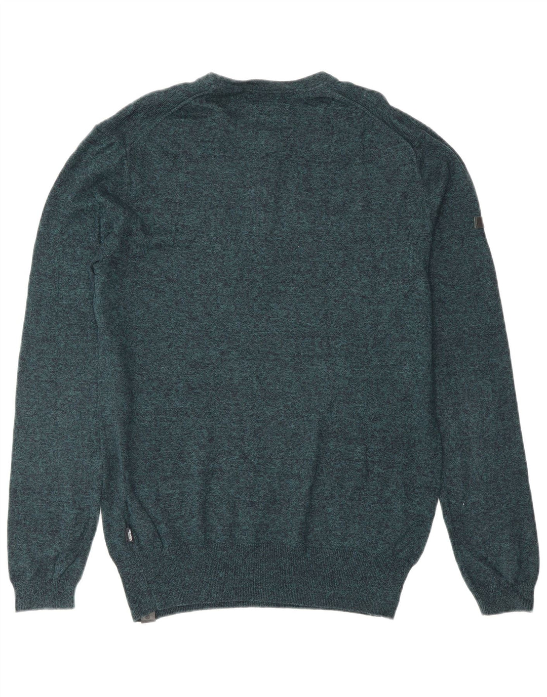 SUPERDRY Herren-Pullover mit Rundhalsausschnitt, klein, blau meliert, Baumwolle