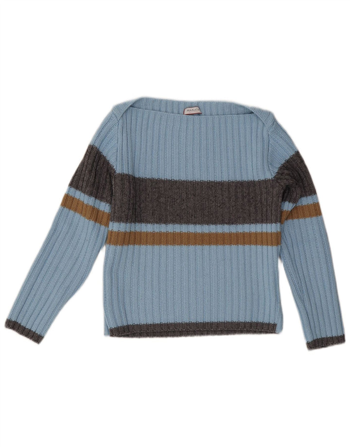 Max & Co. Damen-Pullover mit U-Boot-Ausschnitt, Gr. 10, Klein, Blau, Farbblock