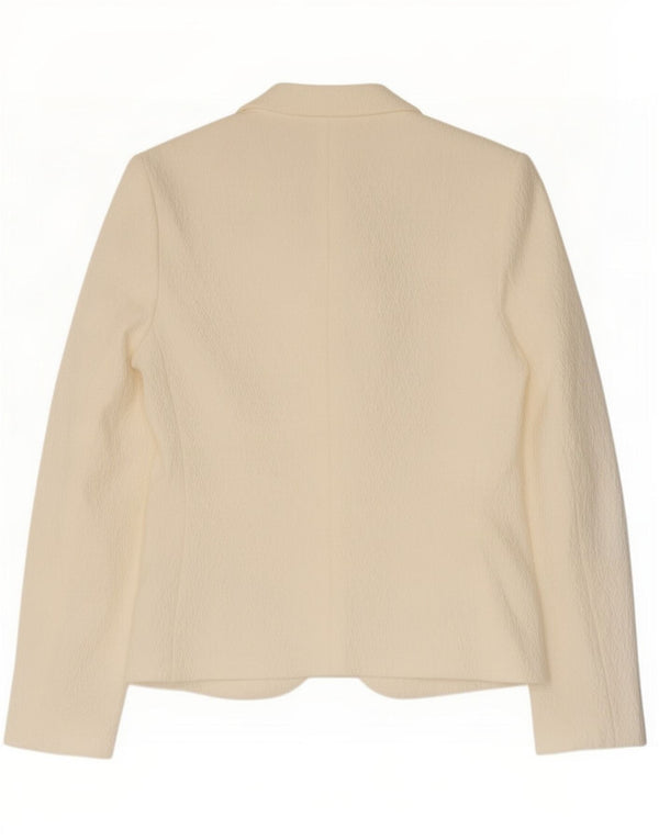 Joop Damen-Blazer mit 2 Knöpfen, EU 38, mittlere, cremefarbene, geometrische Viskose